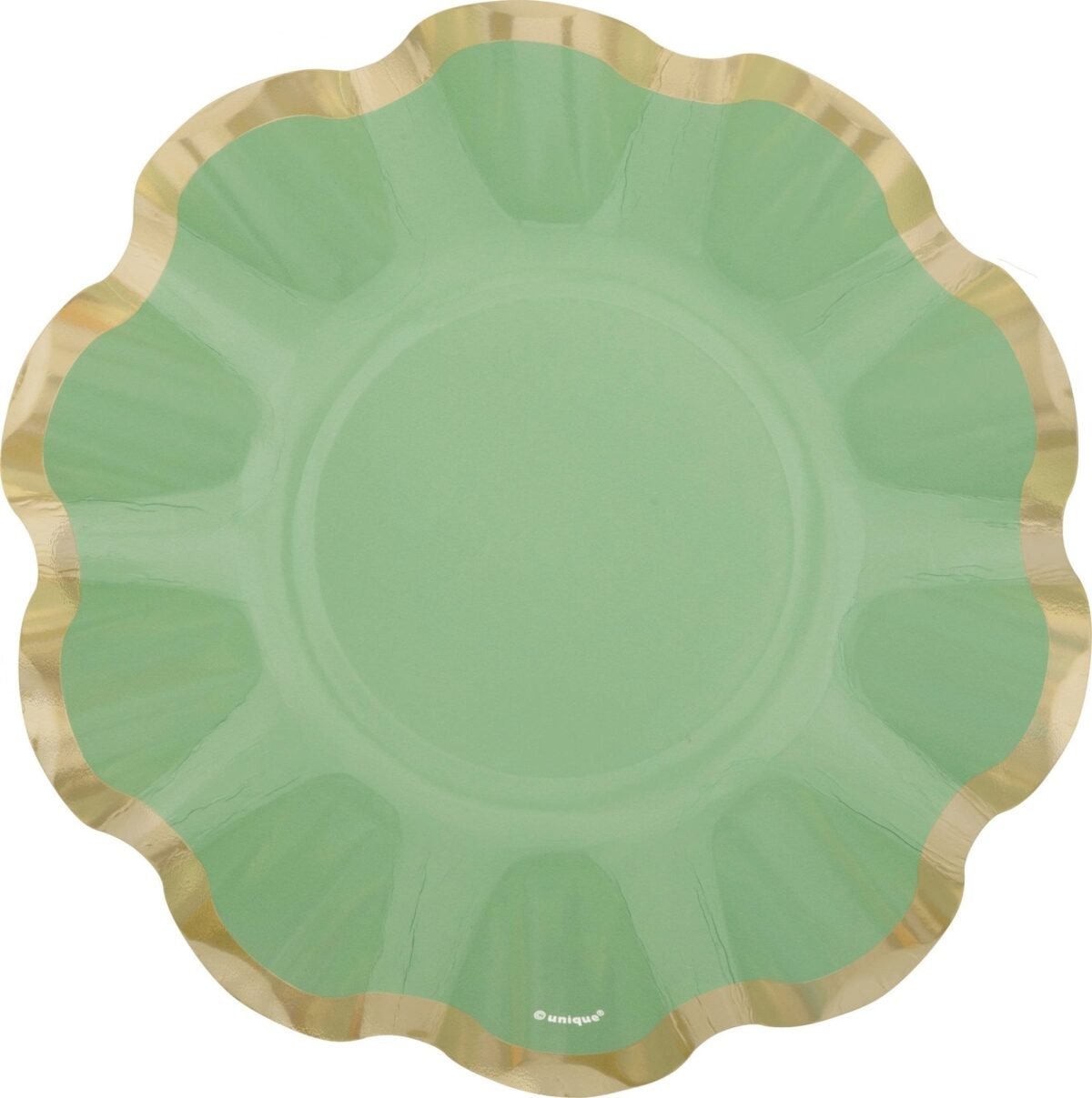 10" Sage Green Scalloped Paper Dinner Plates