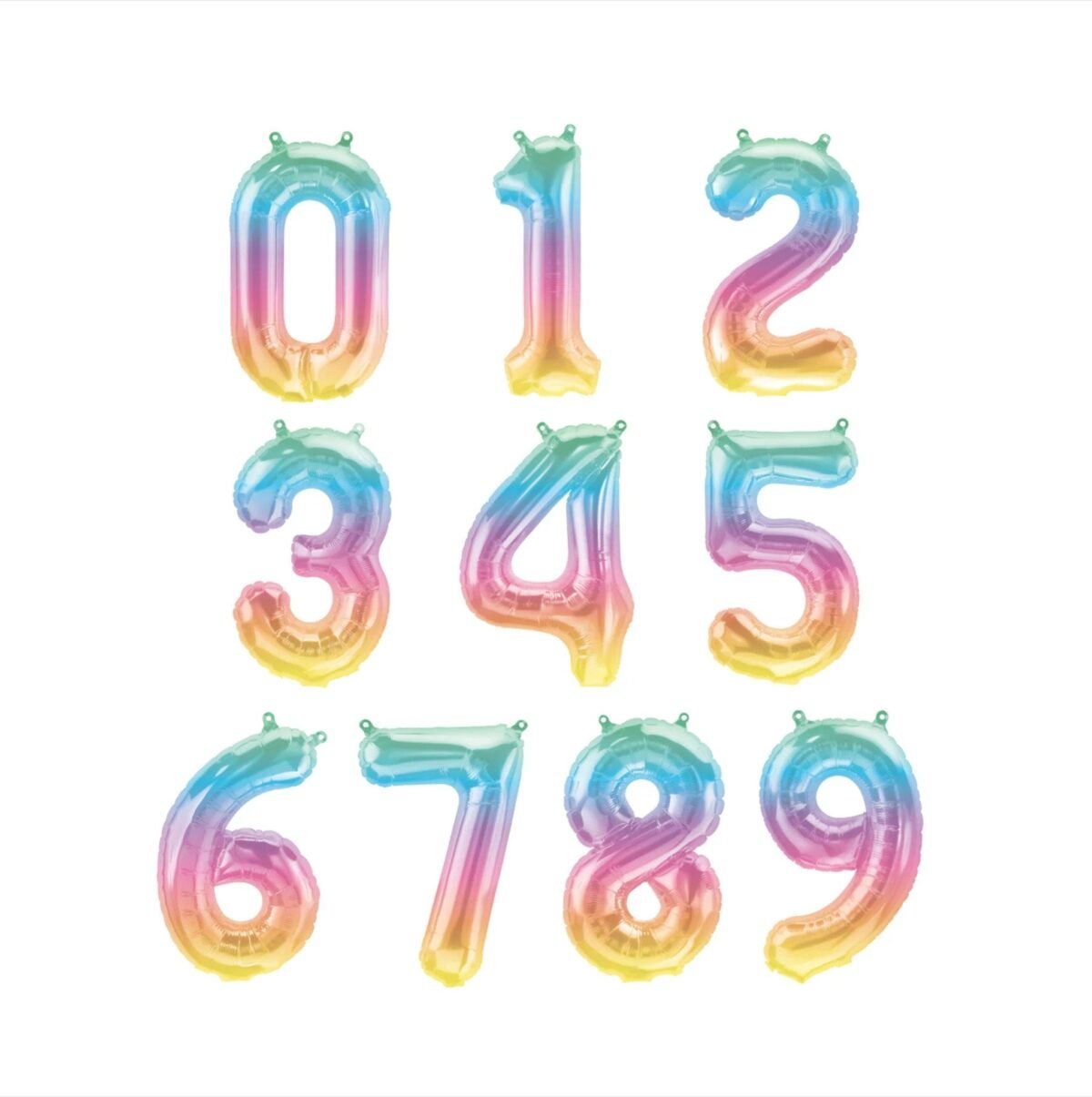 16" Ombre Pastel Rainbow Number Balloons