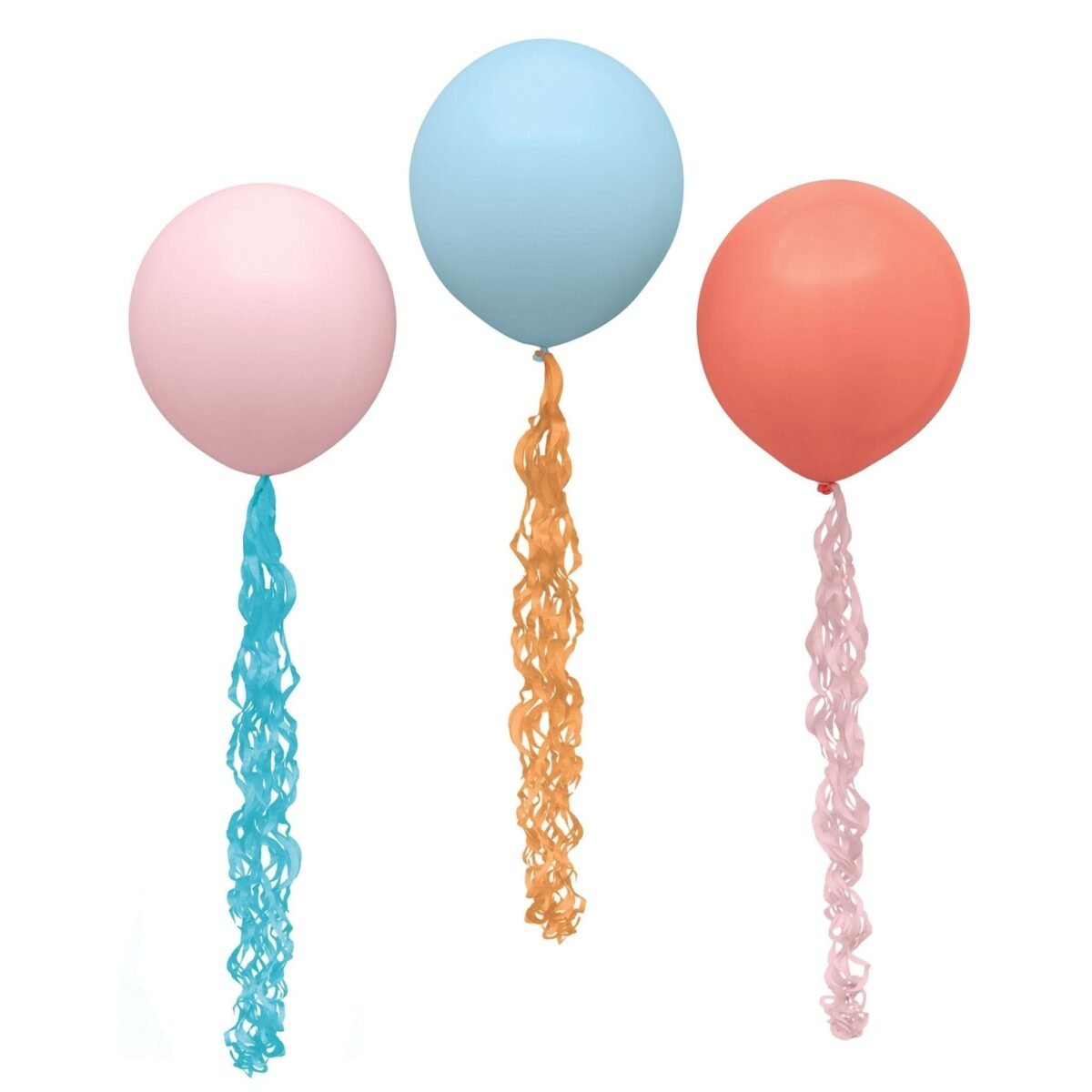 17" Pastel Balloons with Streamers