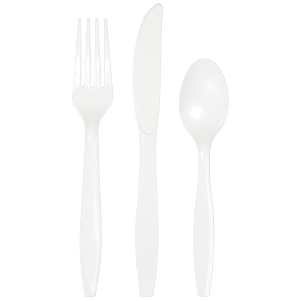 24-Set White Plastic Cutlery
