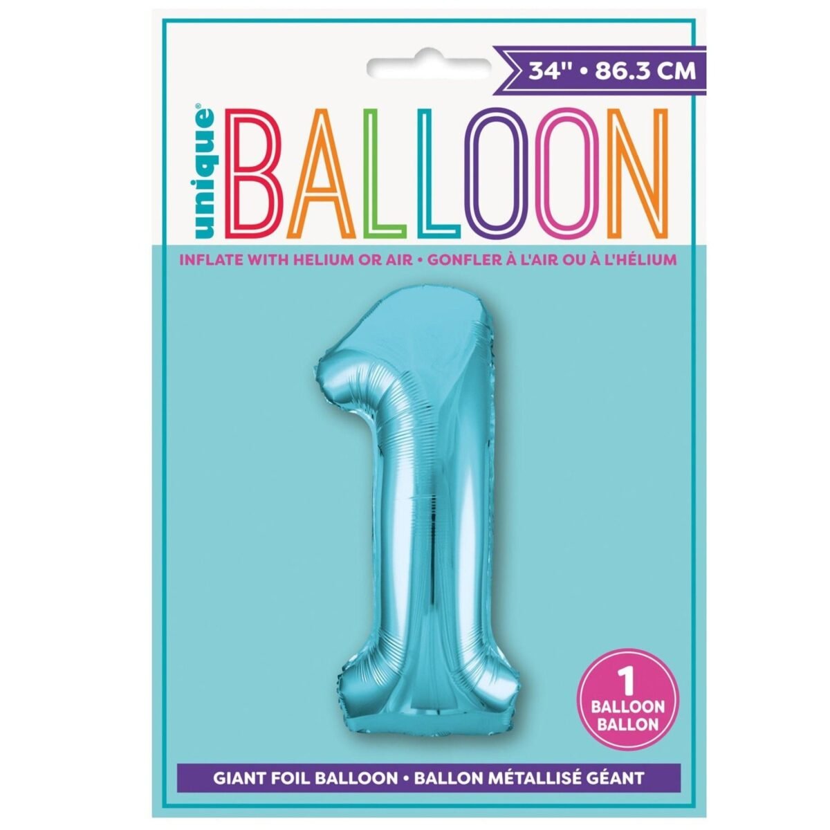 34" Blue Number One Balloon