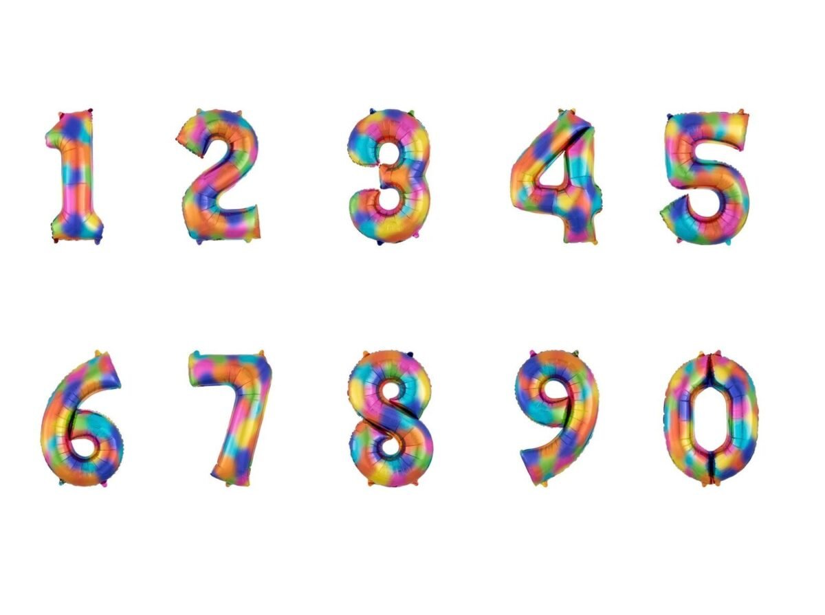 34" Ombre Rainbow Number Balloons