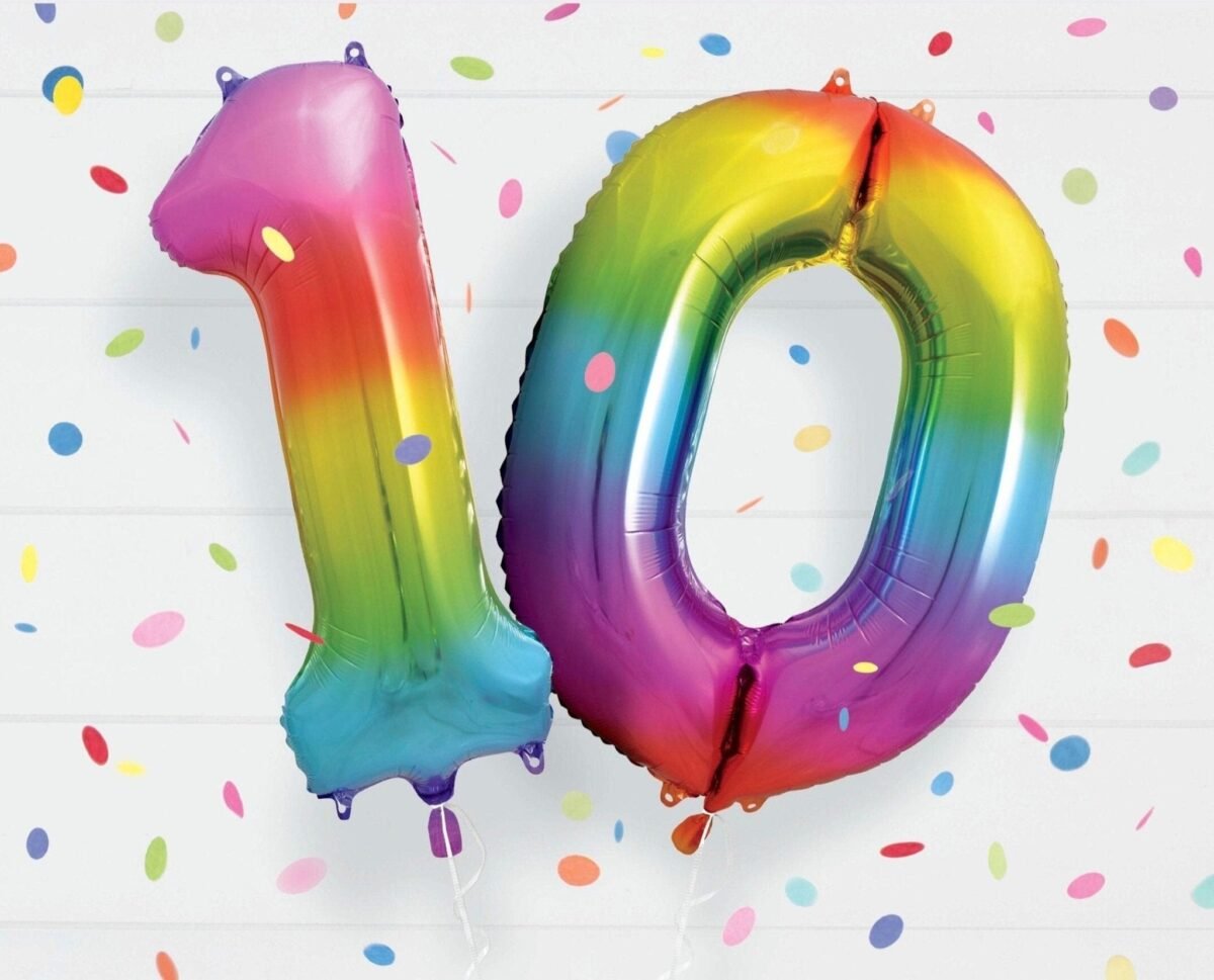 34" Rainbow Number Balloons