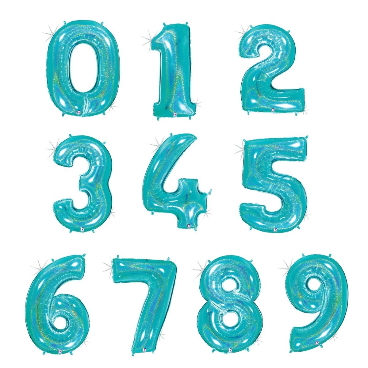 40" Blue Holographic Number Balloons