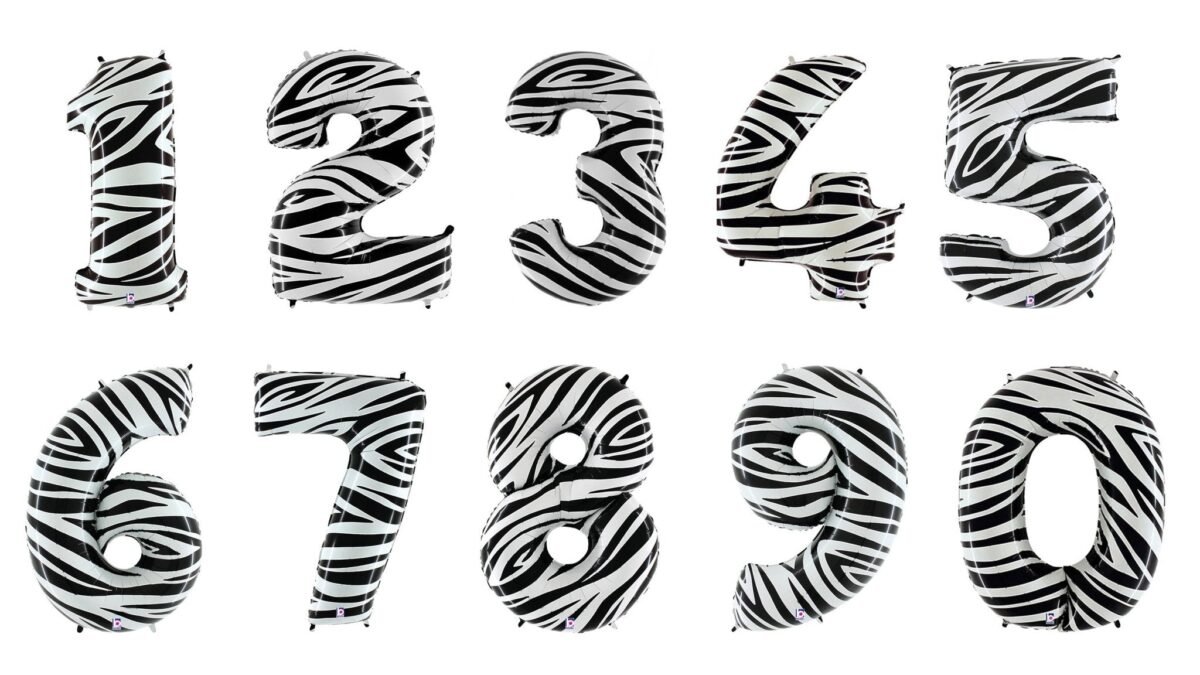 40" Zebra Number Balloons 0-9