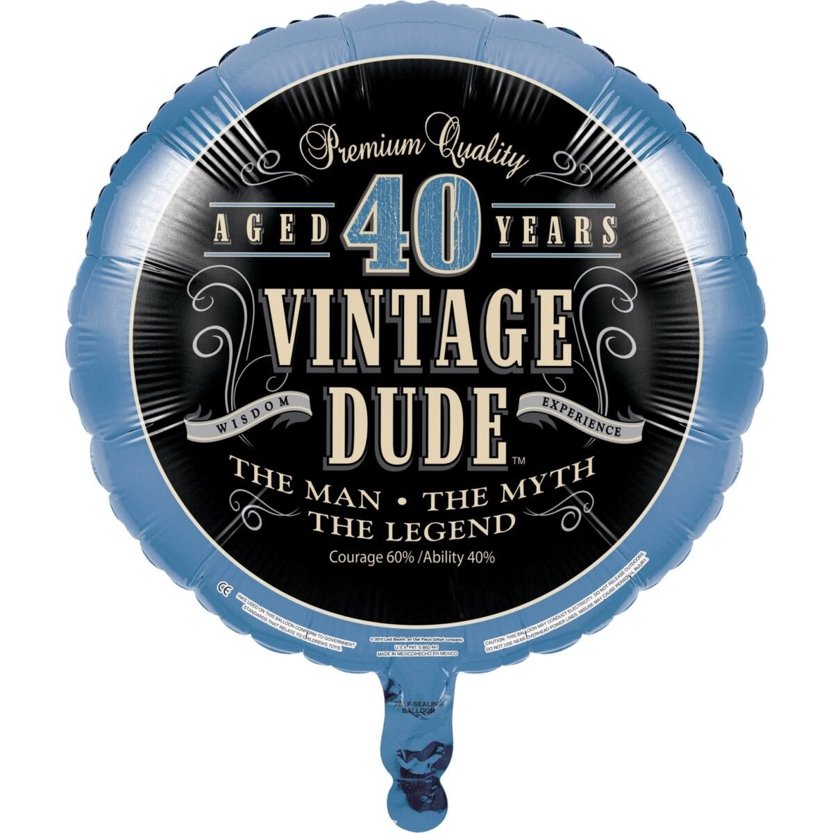 40th "Vintage Dude" Birthday Balloon