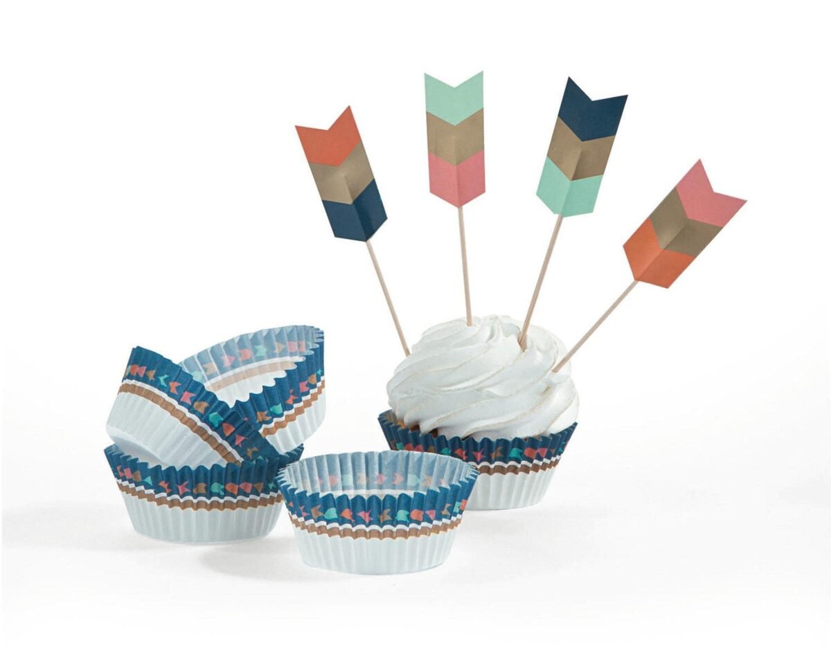 50 Tribal Cupcake Picks with Liners