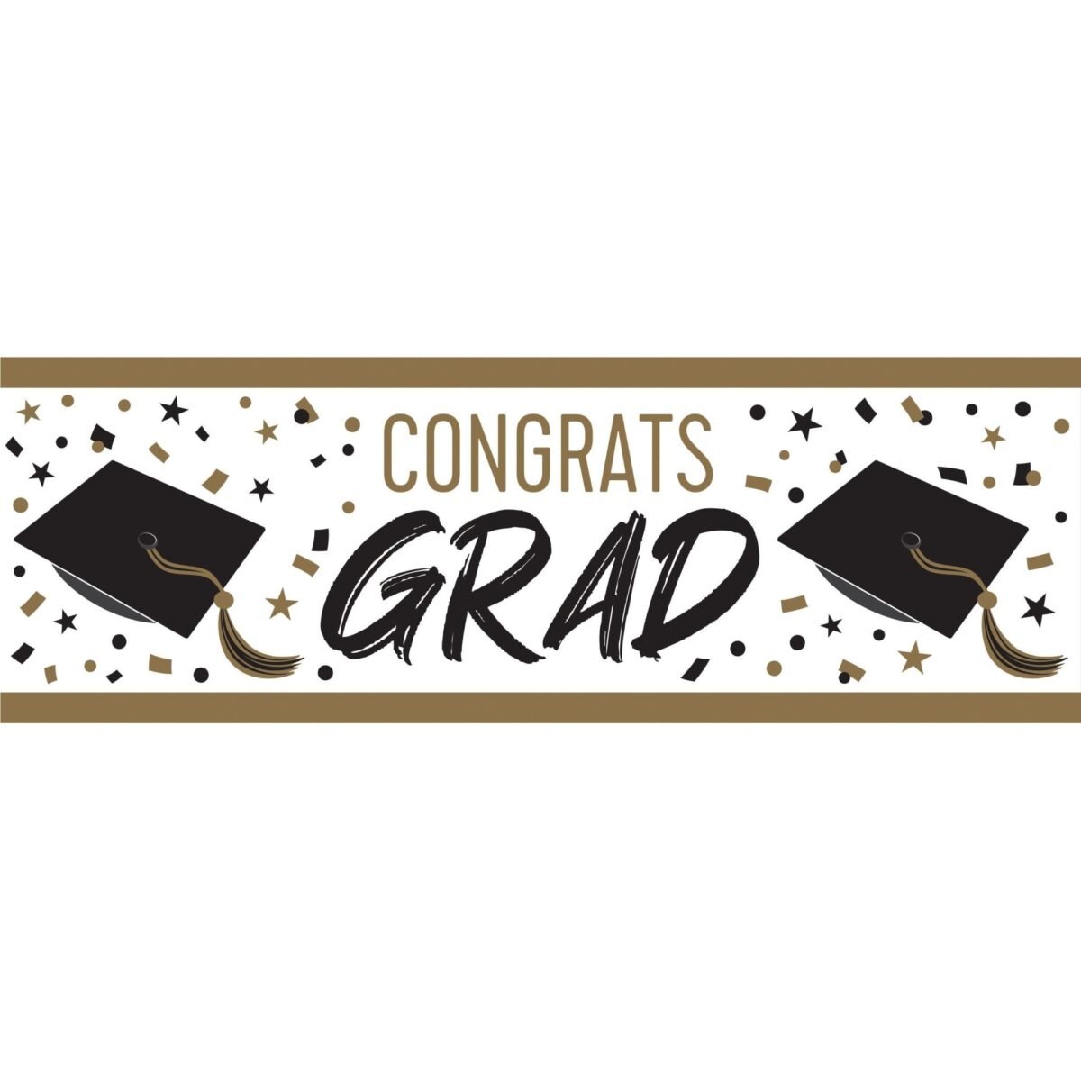 60" Black & Gold Congrats Grad Party Banner