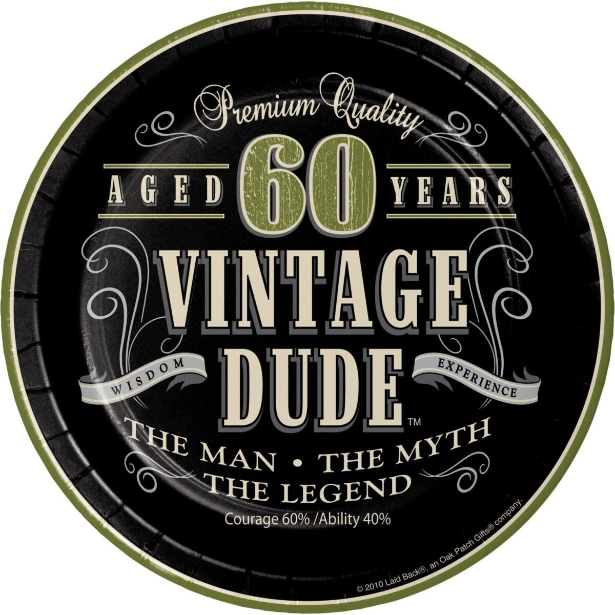 60th "Vintage Dude" Birthday Plates 8ct