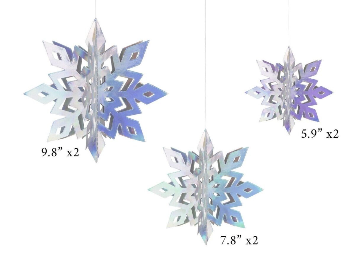 6ct Iridescent Snowflake Hanging Decorations