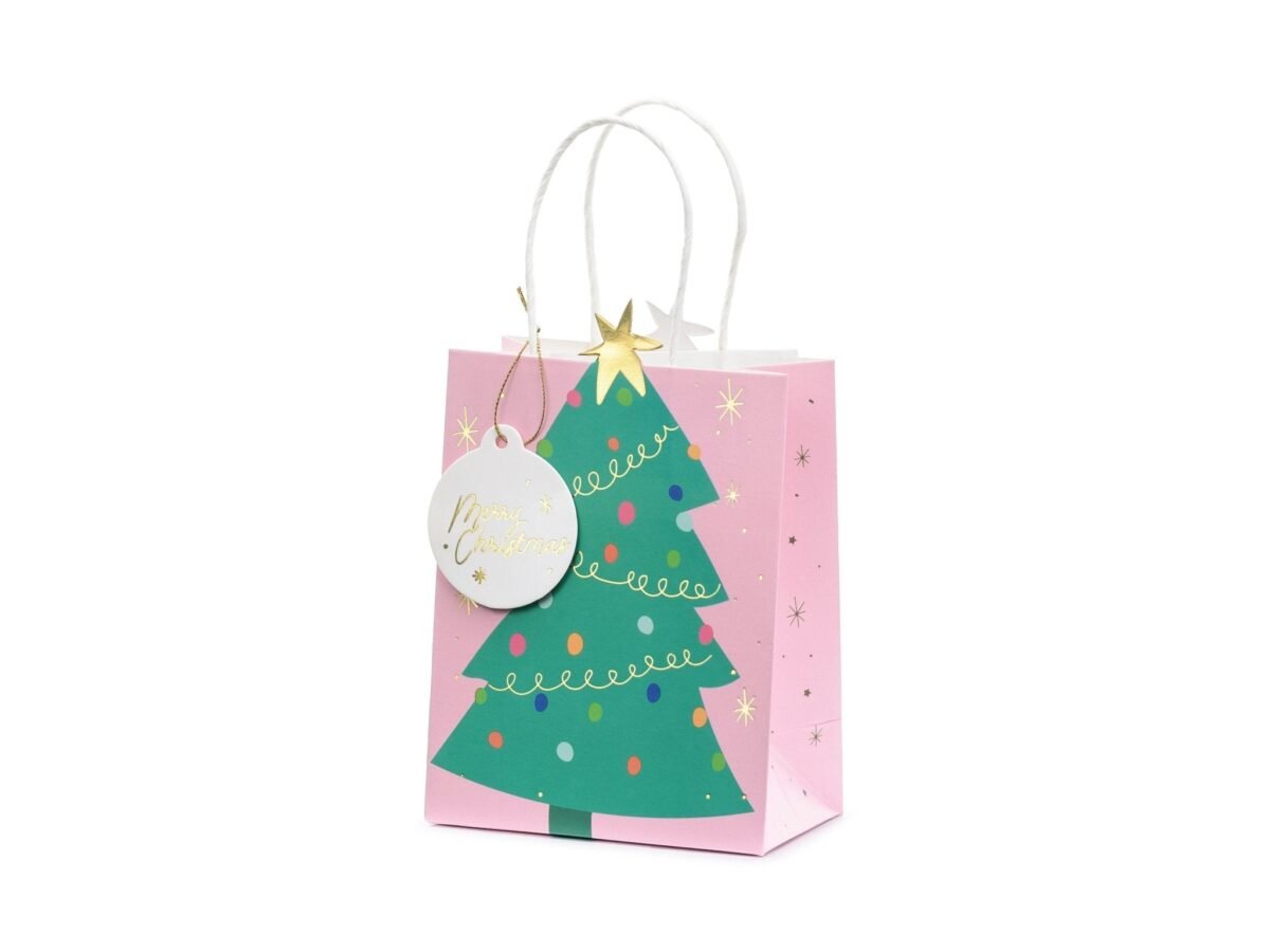 6ct Pink Christmas Tree Gift Bags