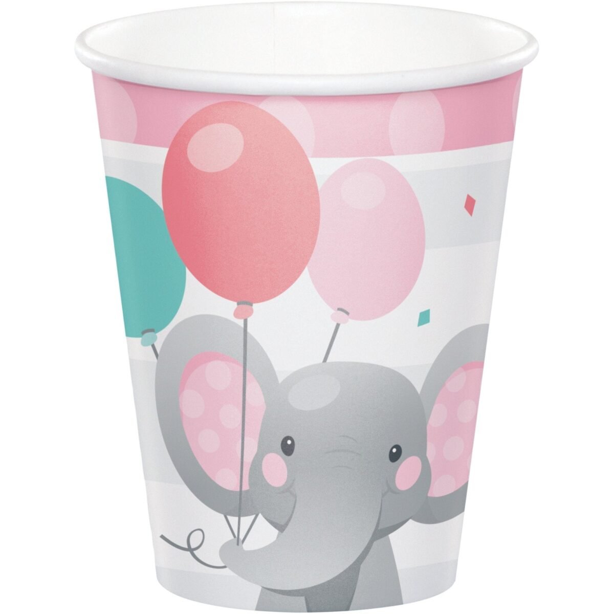 8 Pink Elephant Cups