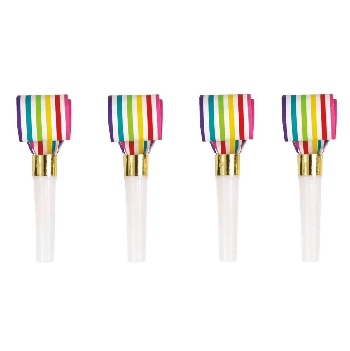 8 Rainbow Party Blowouts with Gold Foil Accents