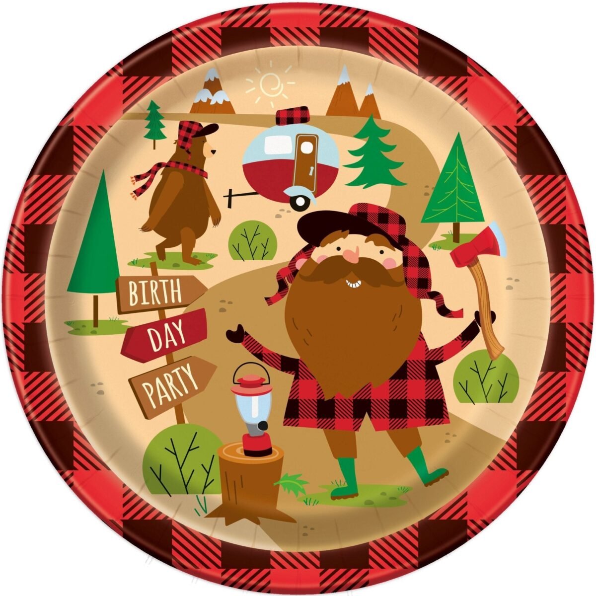 9" Lumberjack Birthday Party Plates