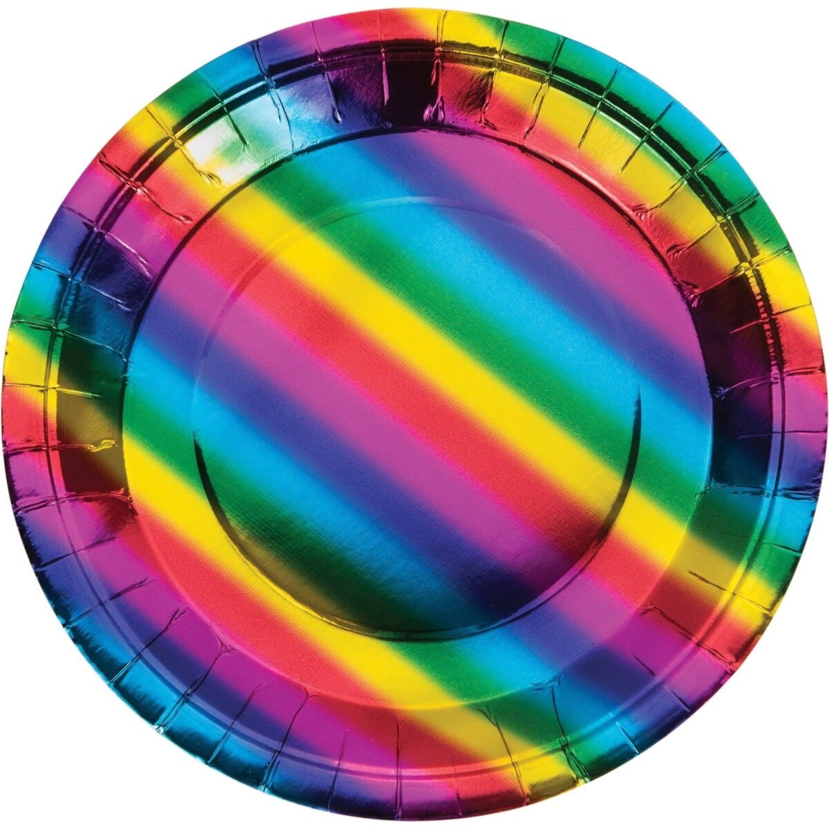 9" Rainbow Foil Paper Plates