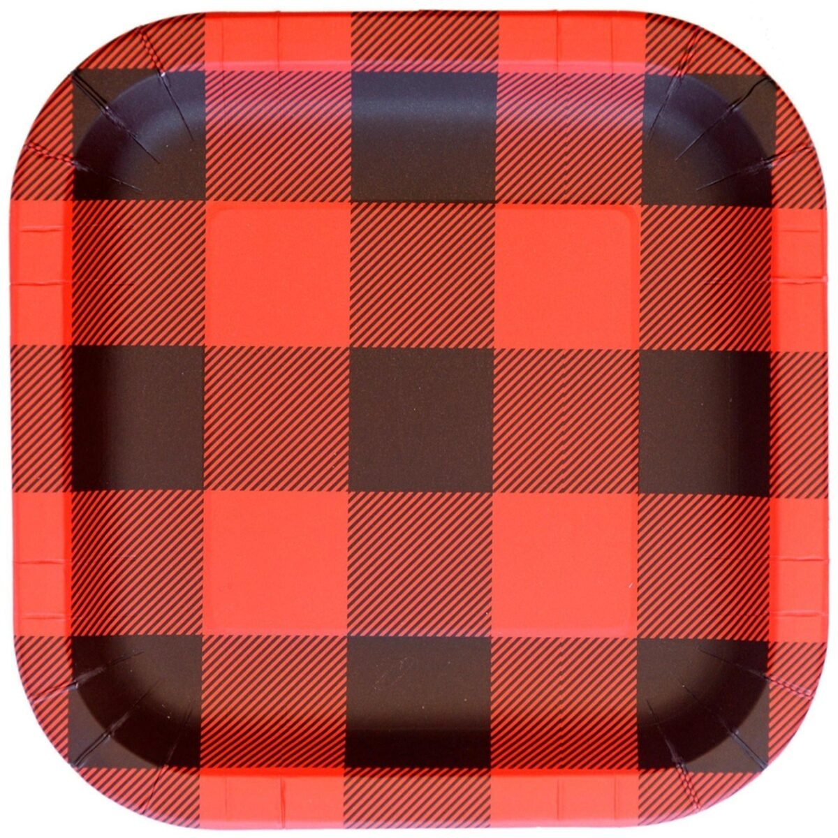 9" Red & Black Buffalo Plaid Square Plates