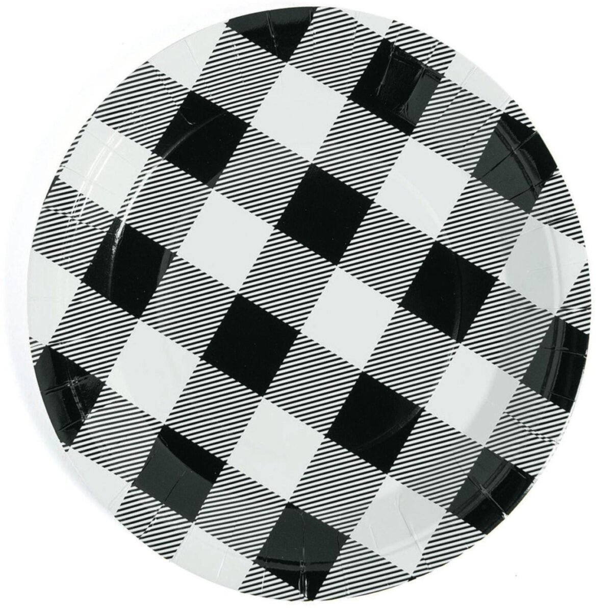 9" White & Black Buffalo Plaid Plates