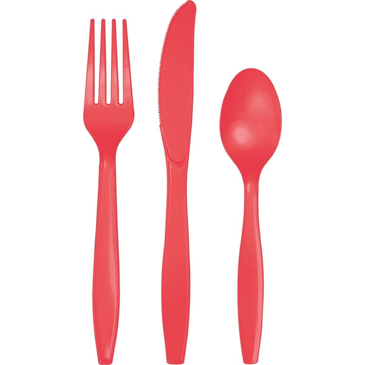 96 Sets Coral Cutlery Plastic Utensils