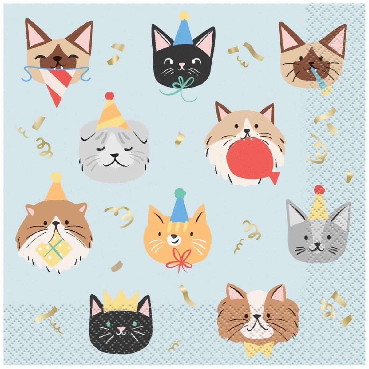 Blue Cat Birthday Napkins 16ct