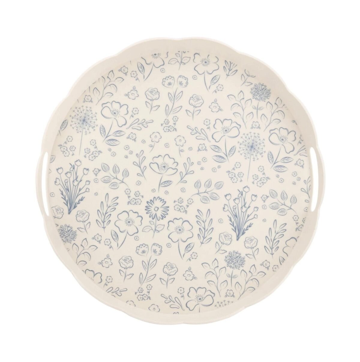 Blue Floral Bamboo Melamine Serving Tray