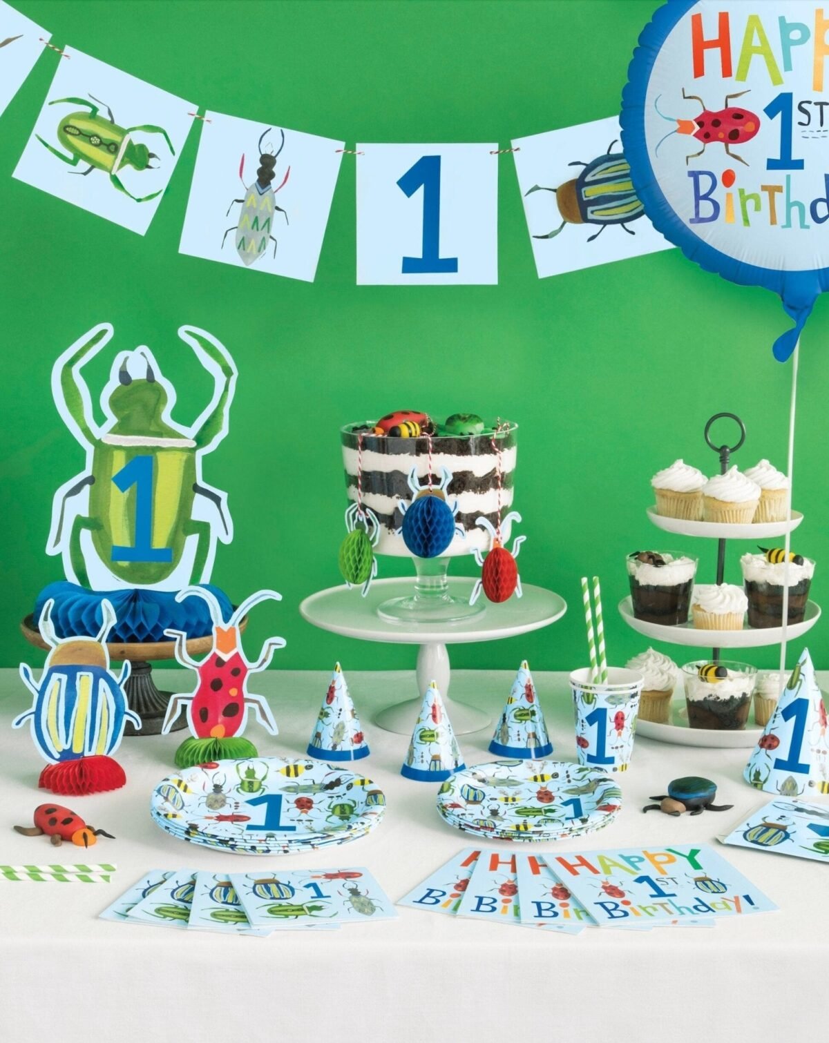 Blue Insect 1st Birthday Banner