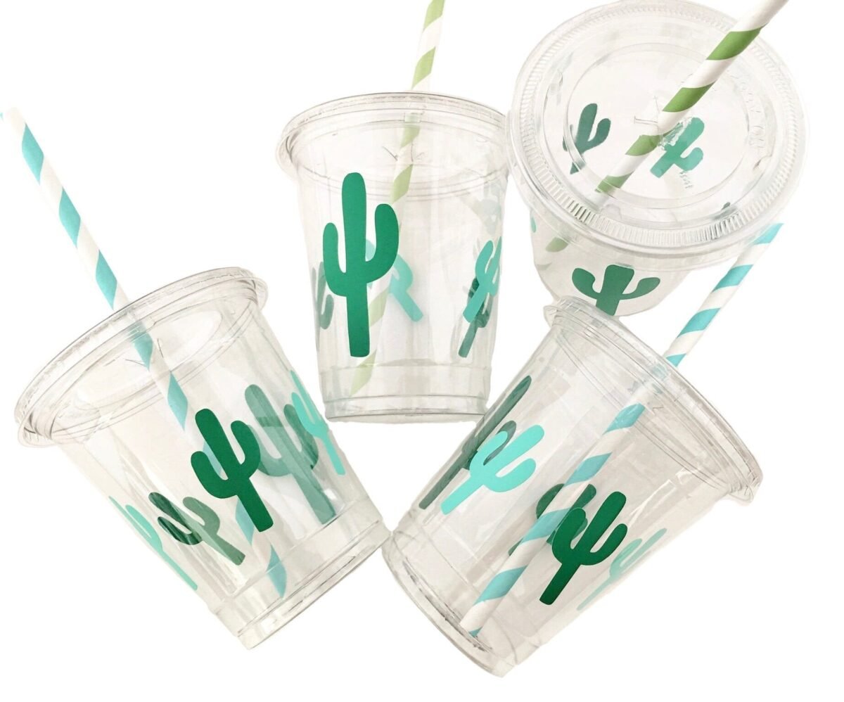 Green Cactus Party Beverage Cups 12ct