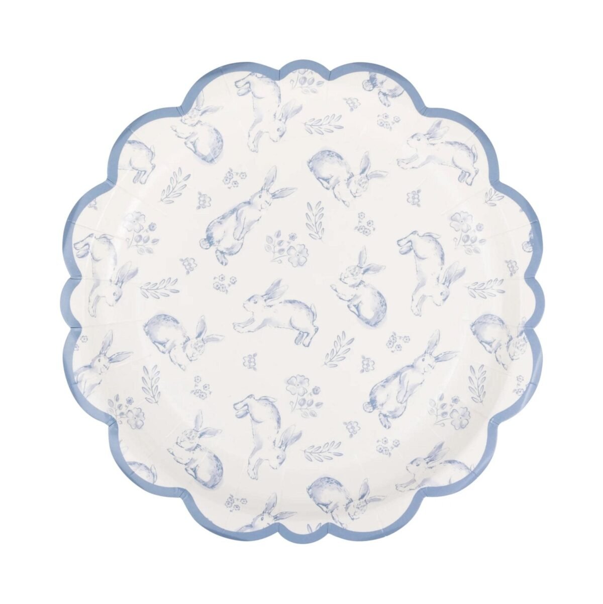 Floral Blue Bunny Paper Dessert Plates 8ct