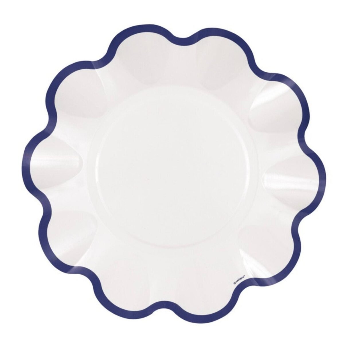 Navy & White Scalloped Paper Plates