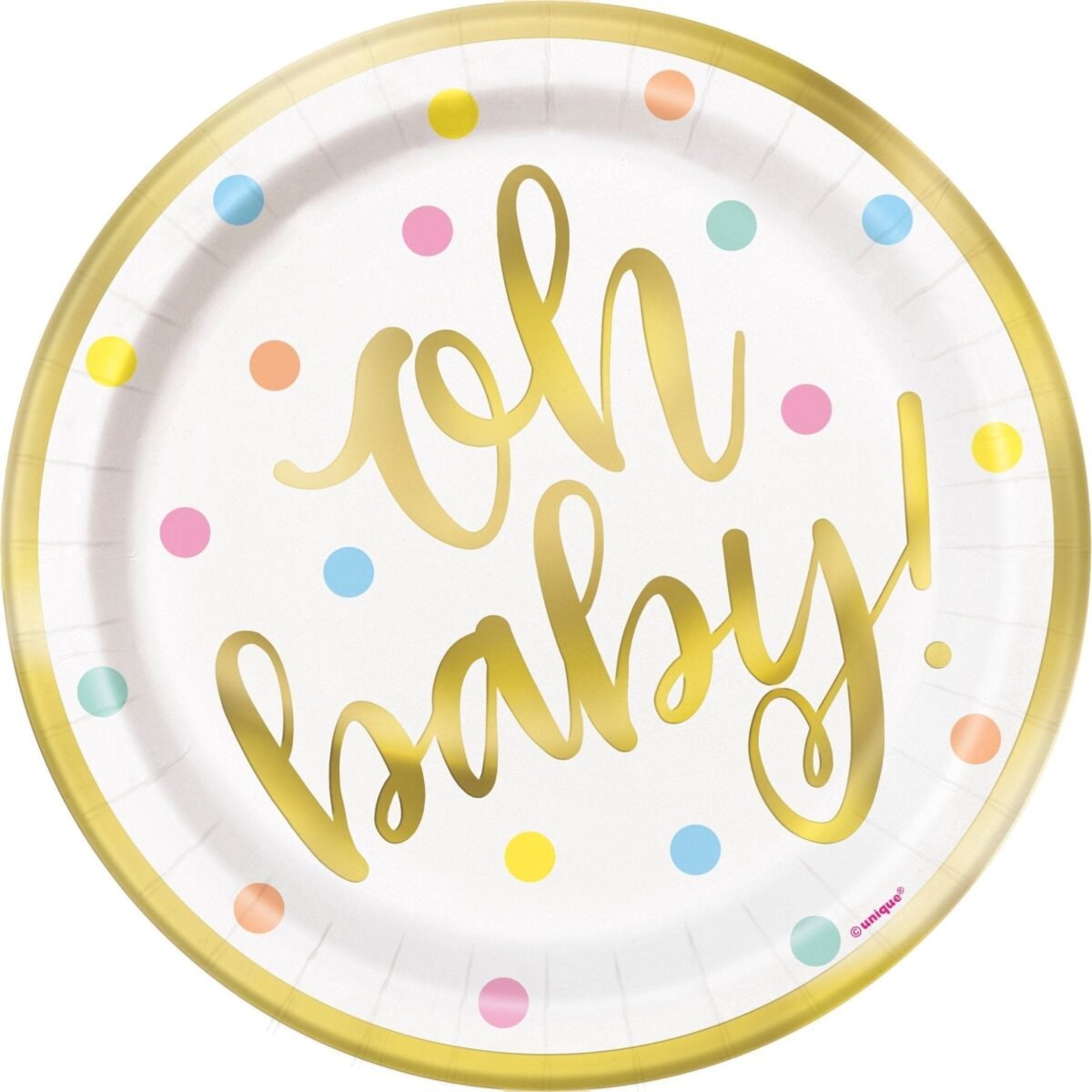 "Oh Baby" Gold Foil Baby Shower Plates