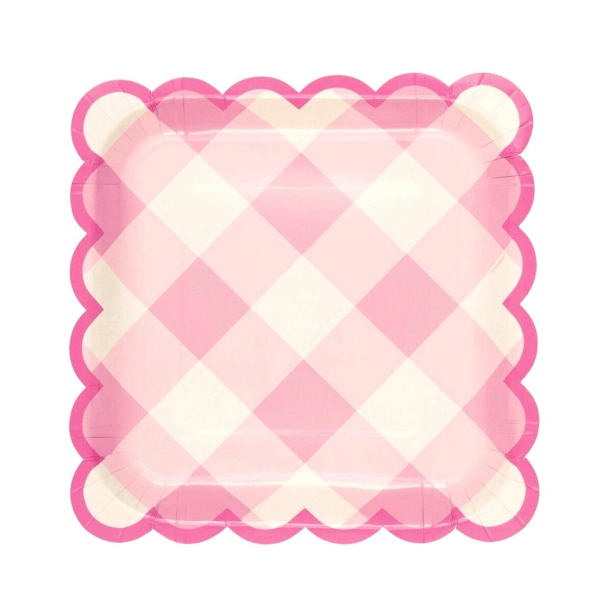 Pink Gingham Plates 8ct