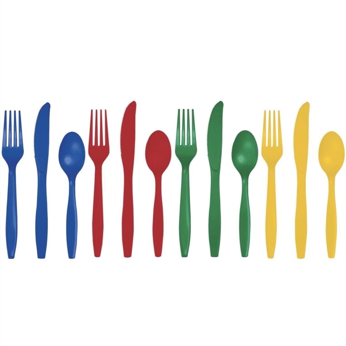 Primary Colors Plastic Cutlery 24 Guests